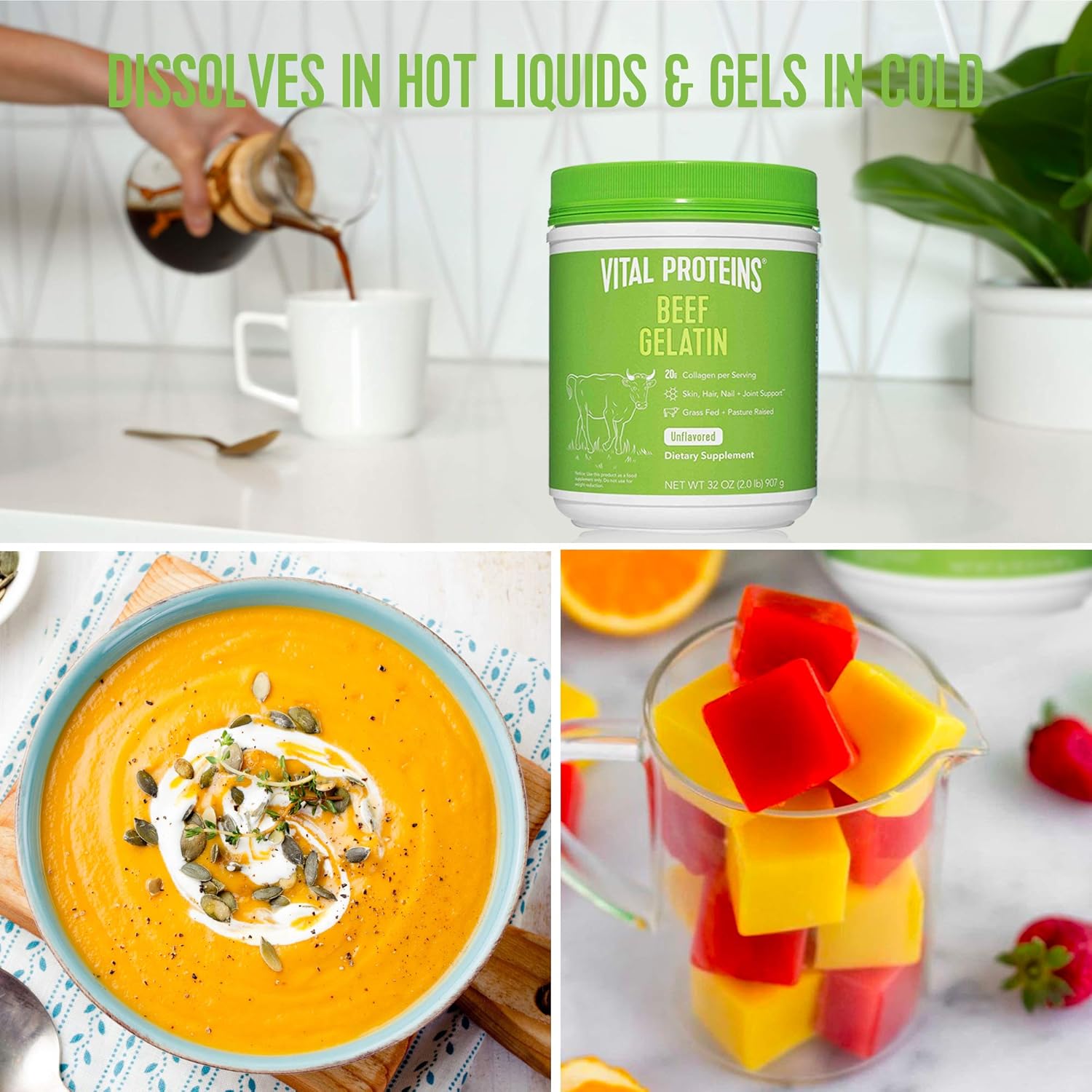 Beef Gelatin Powder, Non-GMO, Gluten & Dairy Free - 32 oz X997392