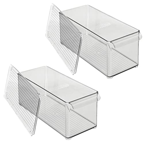 Clear Plastic 2 Pack Food Storage Container Bin with Lid M709