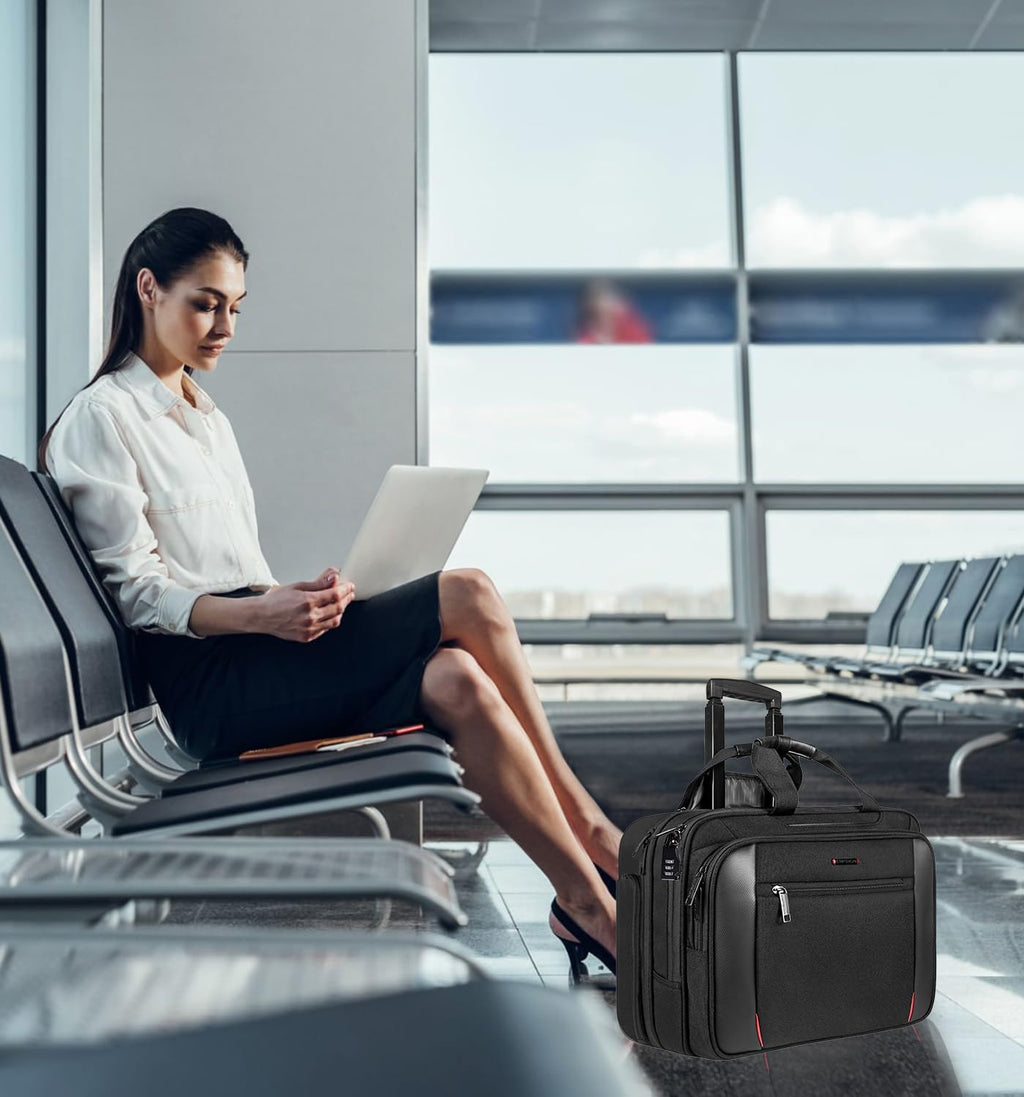 Black Rolling Laptop Bag with Wheels U930