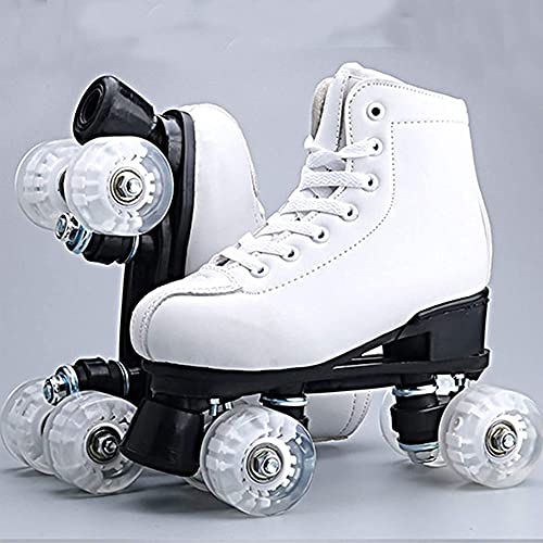 Classic White Quad Roller Skates with PU Leather and PU Wheels M488