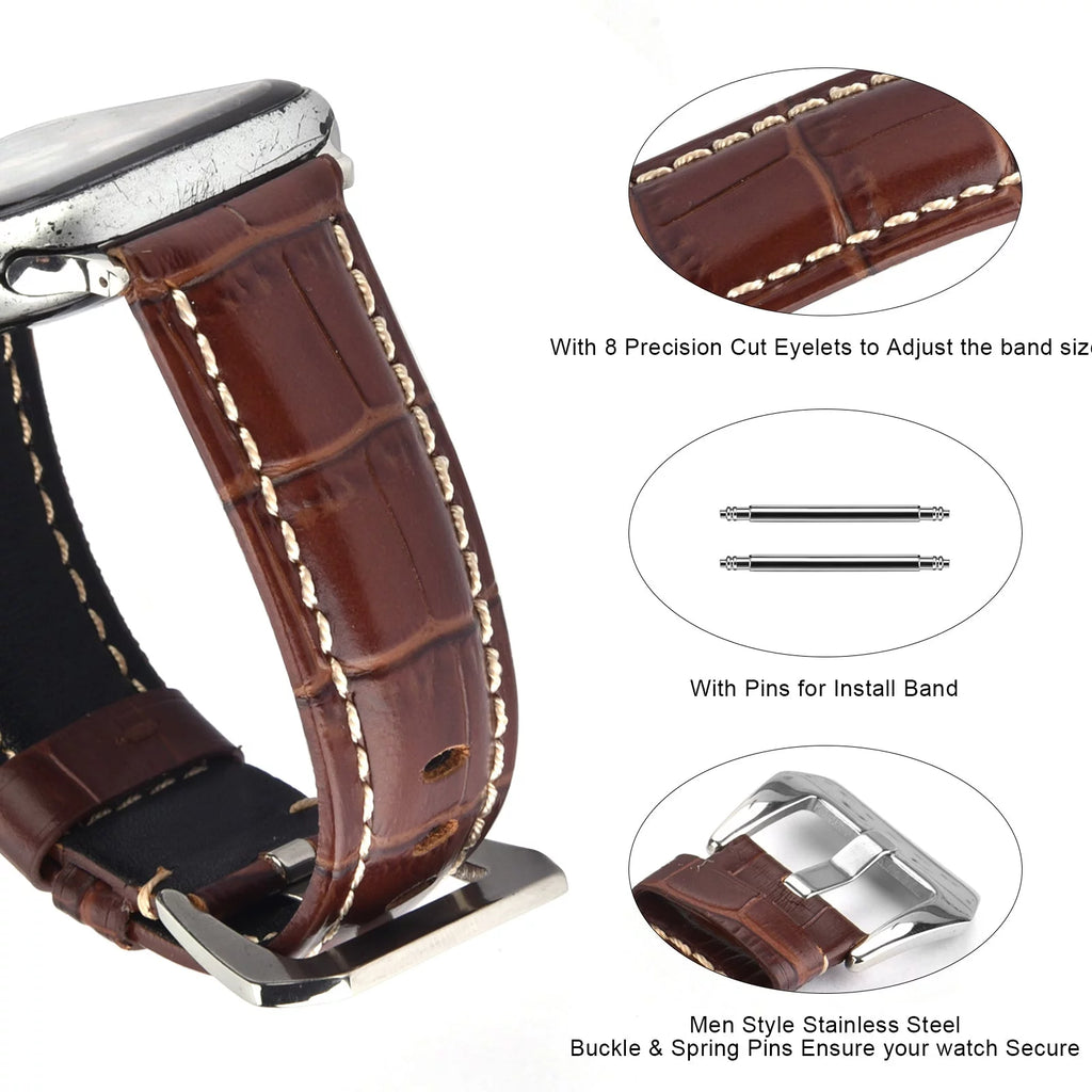 Khaki Leather Band 49mm 44mm 45mm 42mm Wristband N522422