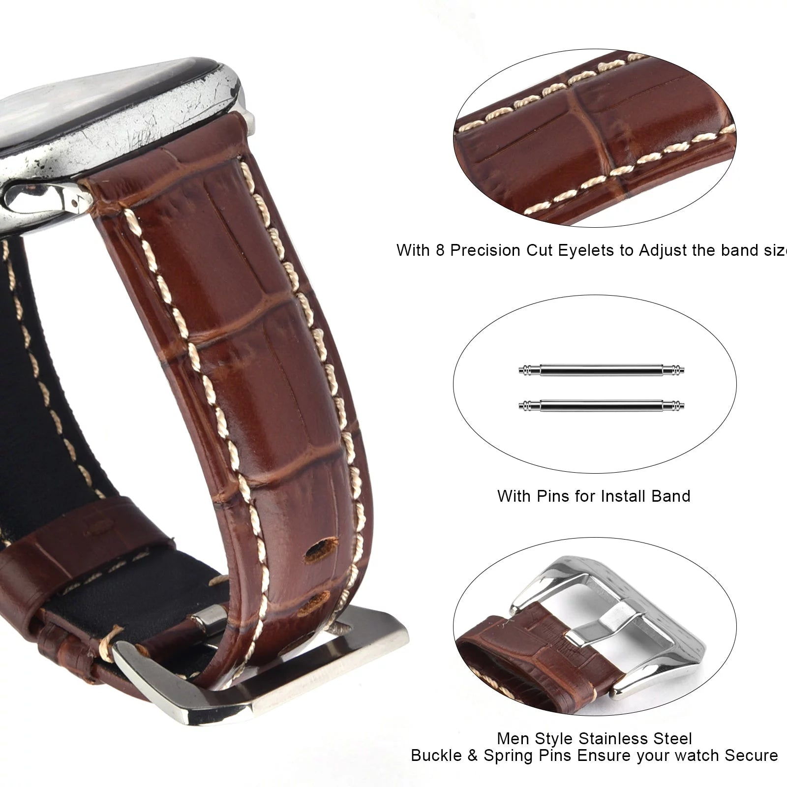 Khaki Leather Band 49mm 44mm 45mm 42mm Wristband N522422