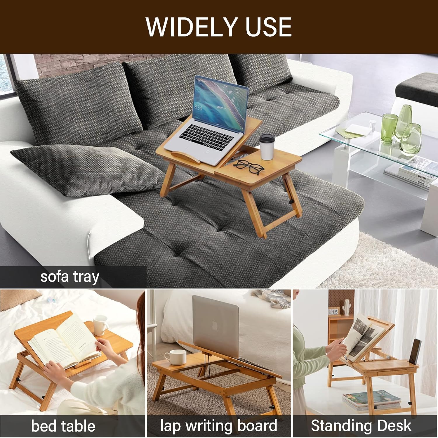 Adjustable Bamboo Laptop Desk Tray Z904532