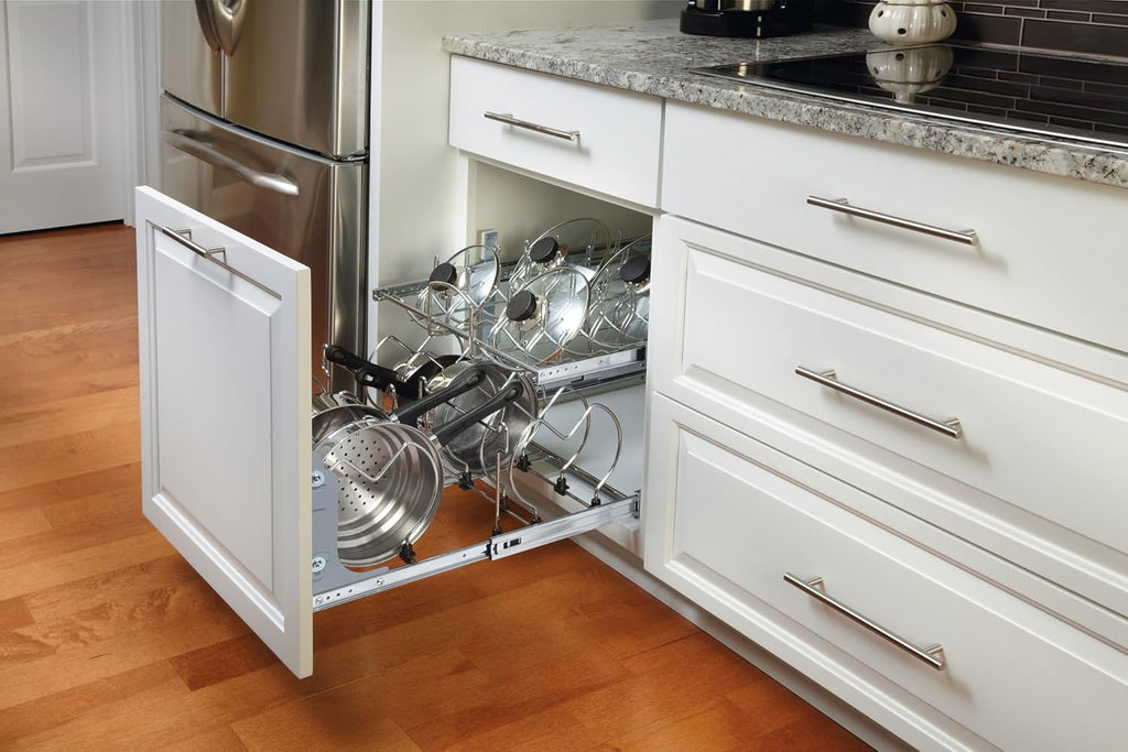 Two-Tier Steel Wire Pullout Cookware Cabinet Organizer E73431