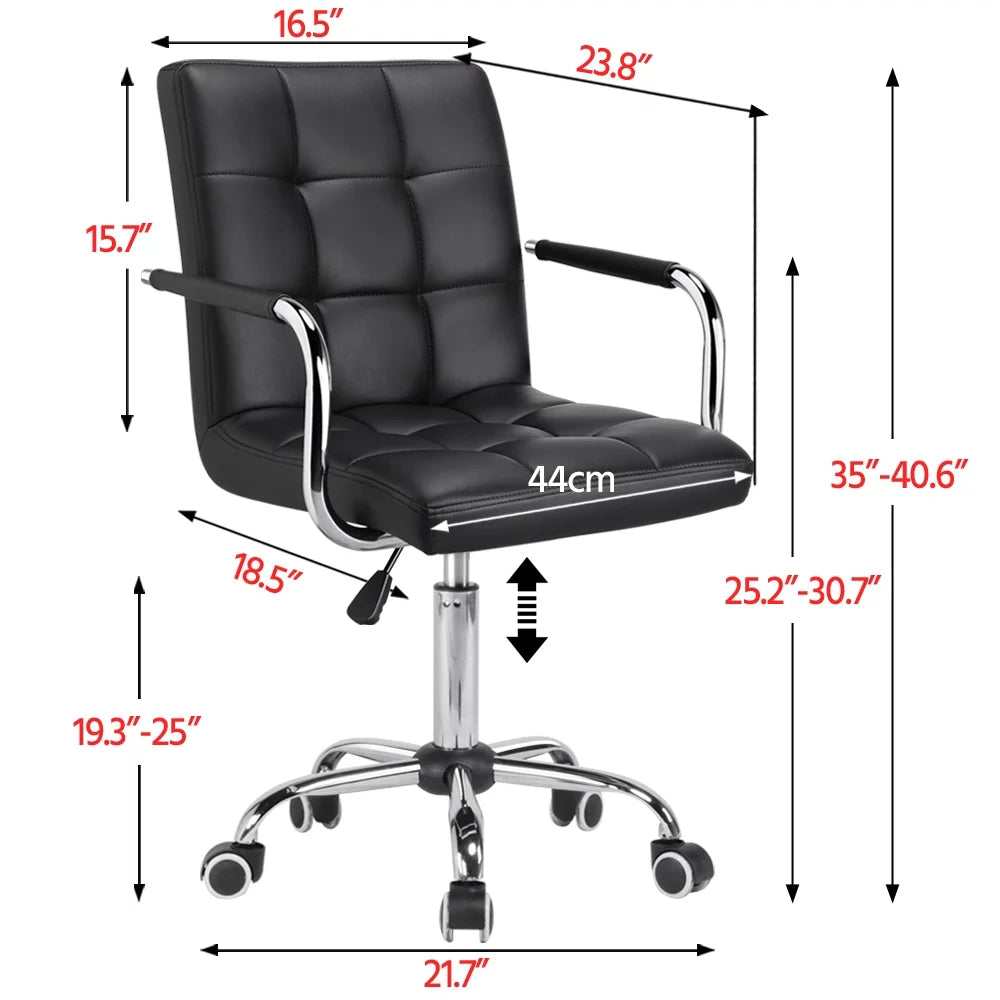 Black Faux Leather Swivel Office Chair with Wheels P2907