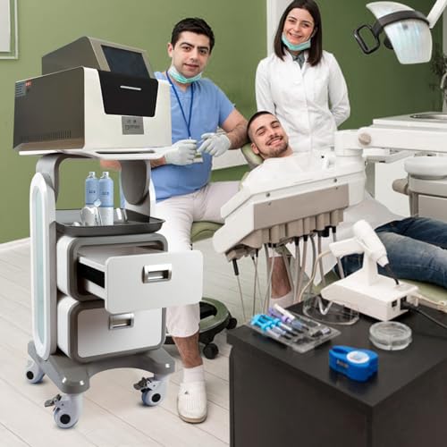 Medical Trolley Cart with Drawers, Rolling Cart with Wheels and Trays, Mobile Utility Cart H83636