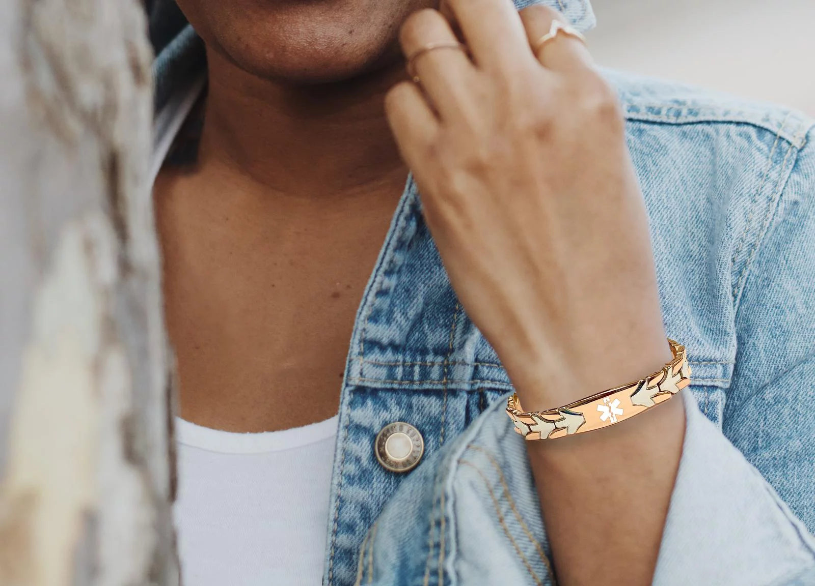 Rose Gold Chevron Arrow Design Medical Alert Bracelet U27499