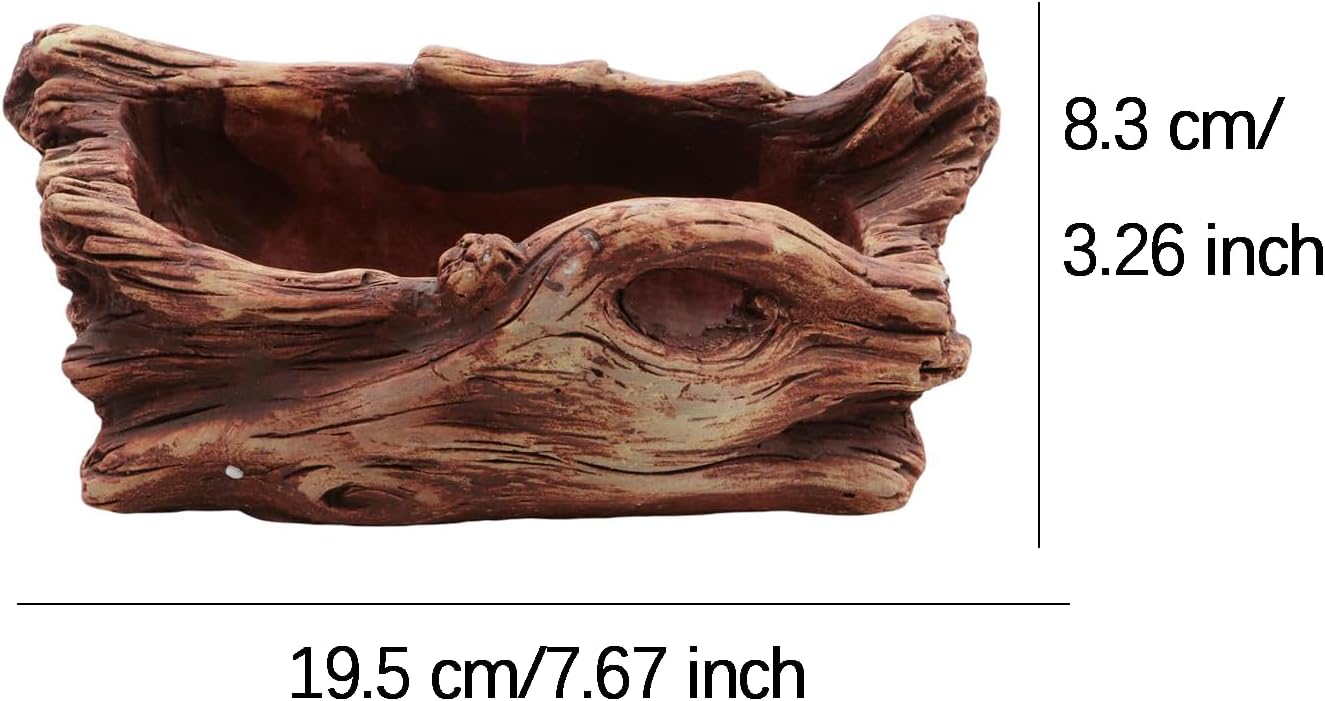 Imitation Wood Stump Shape Planter with Drainage Hole U995724