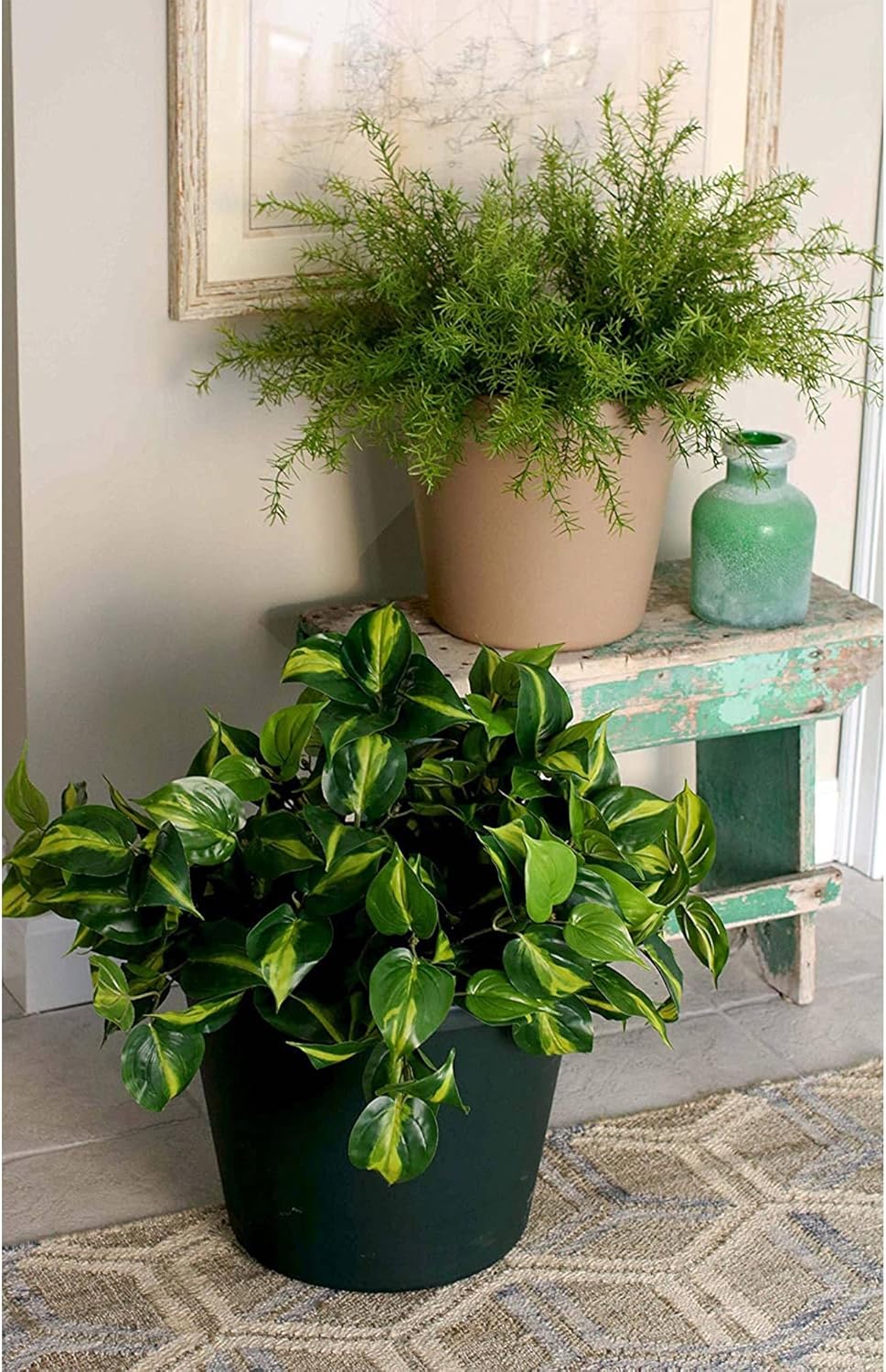 24 Inch Slate Blue Plastic Flower Pot Planter with Drainage Holes (2 Pack) X23779