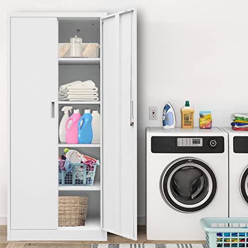 72" H x 36" W x 18" D White Steel Locking Storage Cabinet with Adjustable Shelves K11850