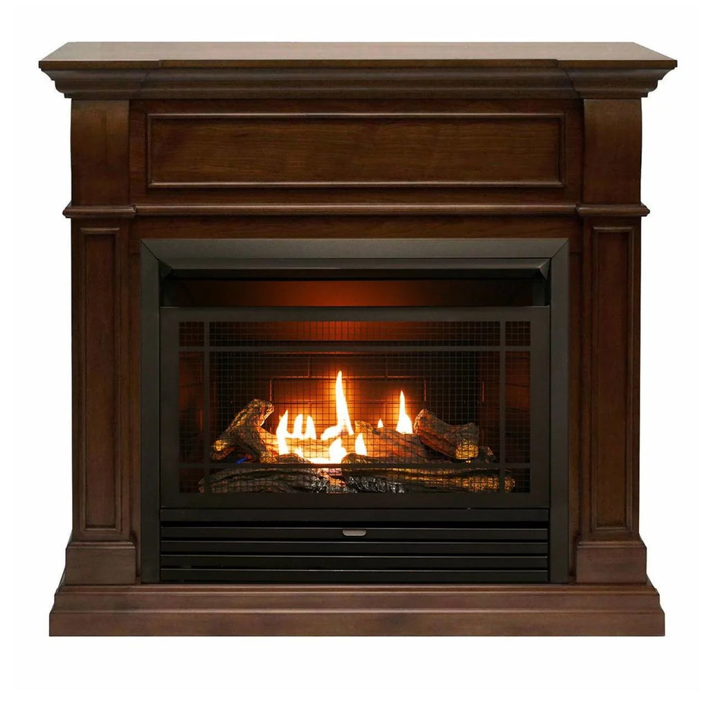 Dual Fuel Ventless Gas Fireplace, 26,000 BTU, Remote Control, Walnut Finish G2340