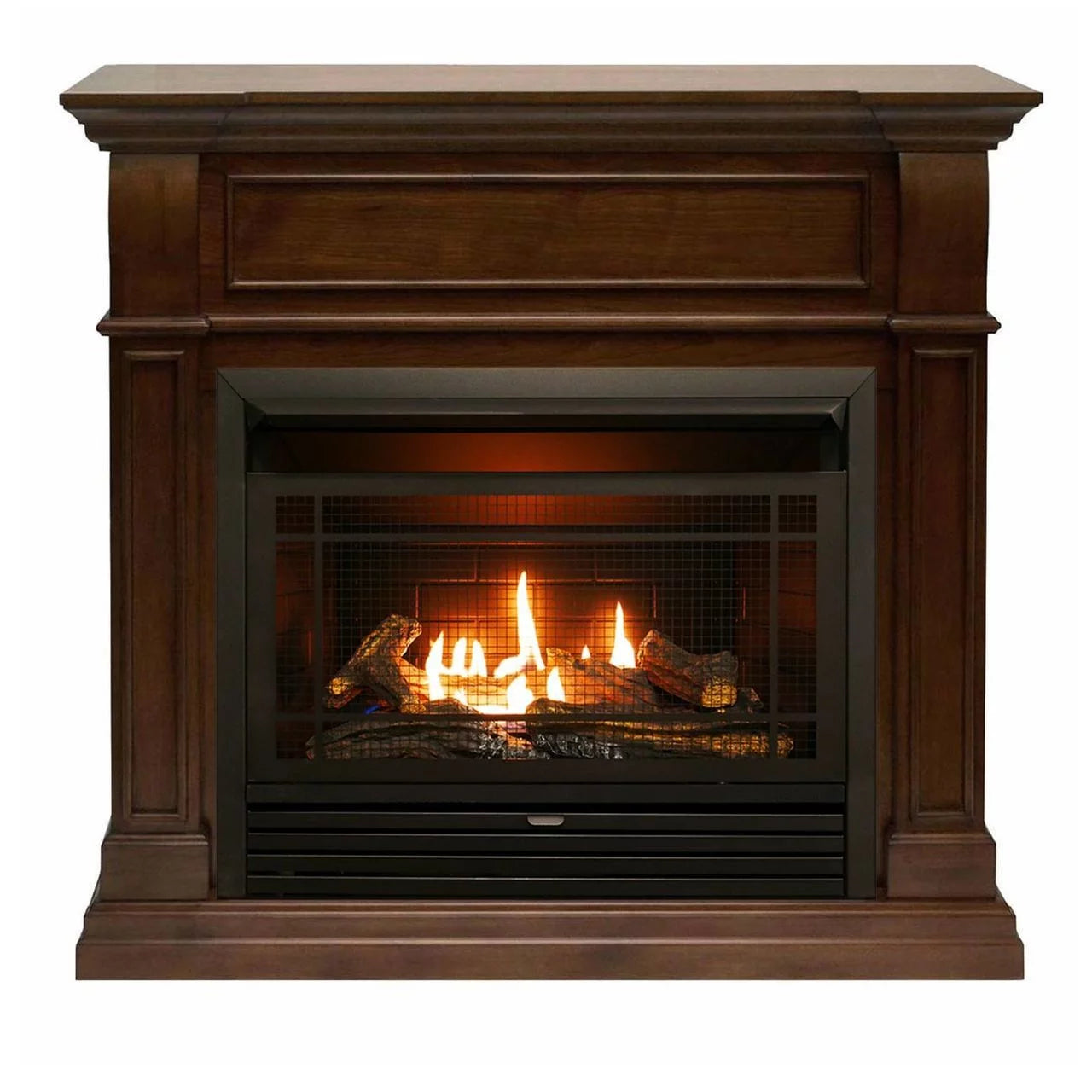 Dual Fuel Ventless Gas Fireplace, 26,000 BTU, Remote Control, Walnut Finish G2340