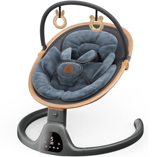 White Portable Baby Swing with Bluetooth Speaker, 3 Seat Positions, 5 Speeds and Remote Control U75612