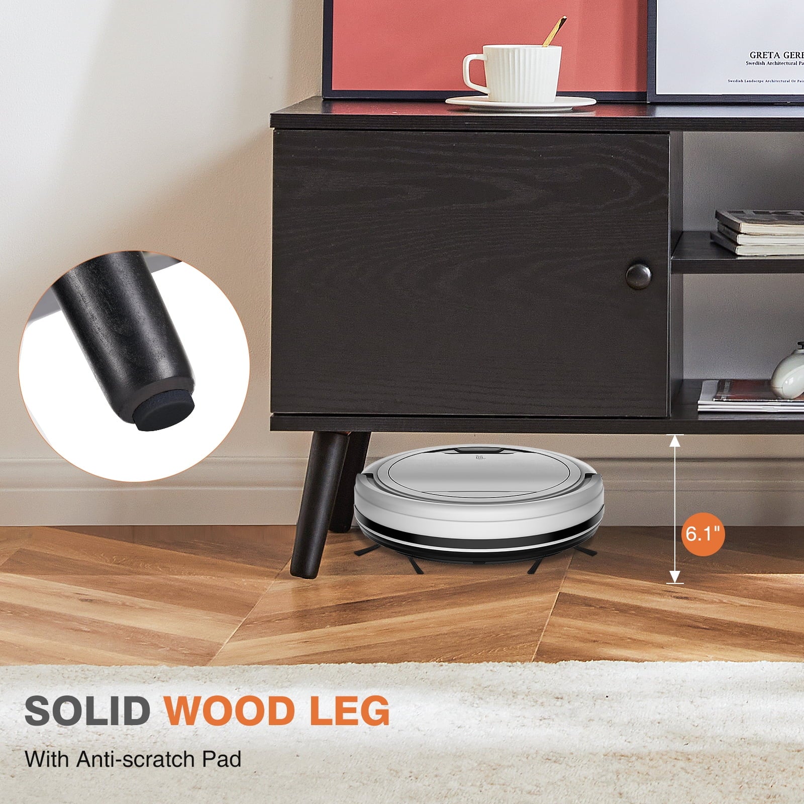 Black TV Stand with Storage Cabinets F3519