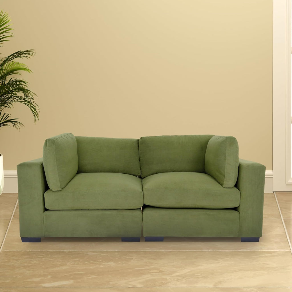 Forest Green Polyester Loveseat Sofa I9032