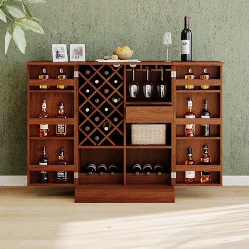 Natural Bar Wine Cabinet with Storage X443035