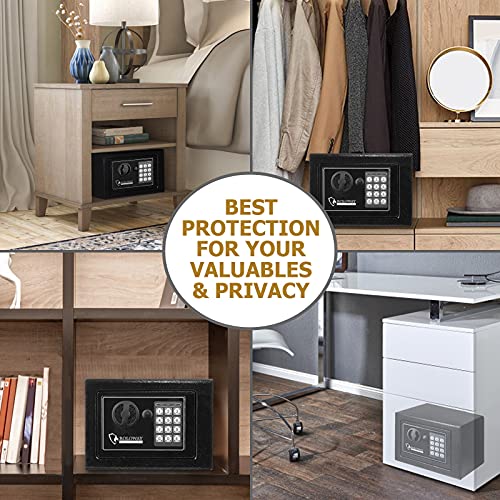 Black Steel Safe Box with Key Digital Keypad Lock T114838