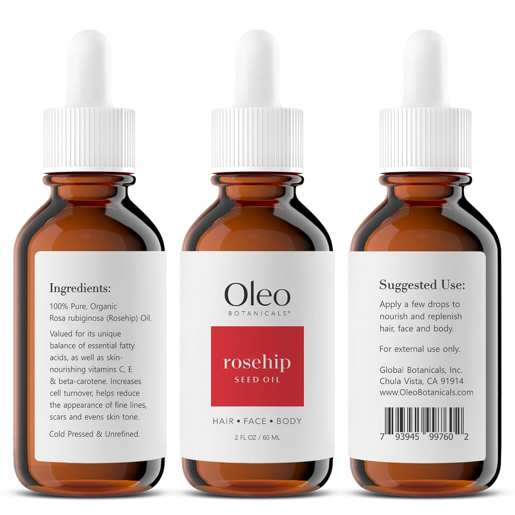 100% Pure Cold Pressed Unrefined Rosehip Seed Oil (60ml) O28119