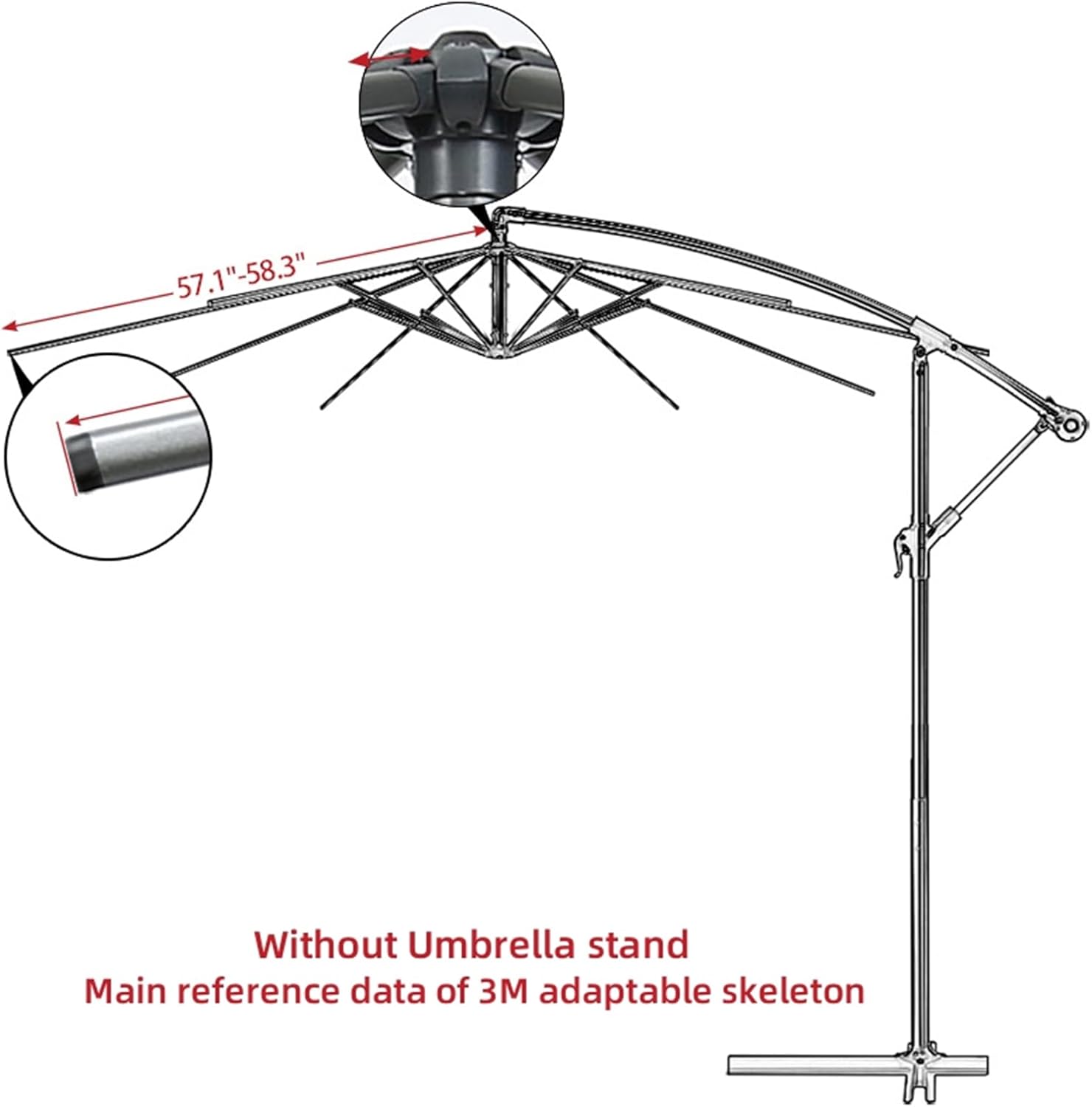 9.8ft Patio Umbrella Replacement Top Cover with 8 Ribs (White) Y4640