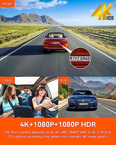 4K 3 Channel Dash Cam with Night Vision E807
