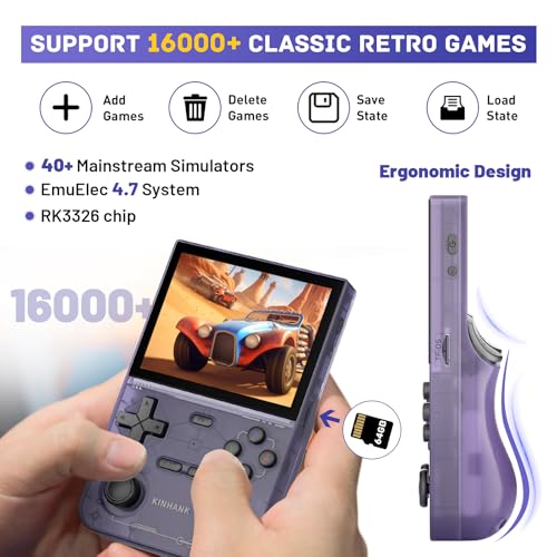 Retro Handheld Game Console with 64GB TF Card, 3.5 Inch IPS Screen Black C84244