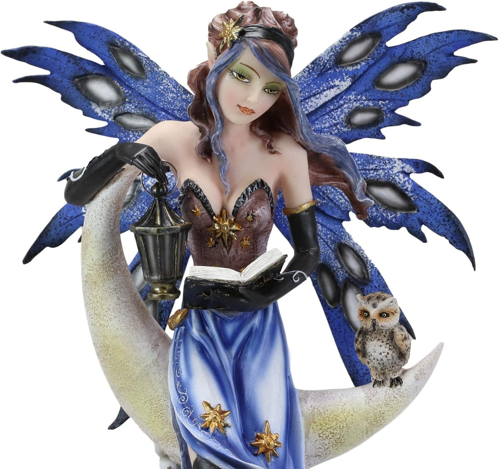 14" Tall Fairy Statue with Lantern and Owl D320
