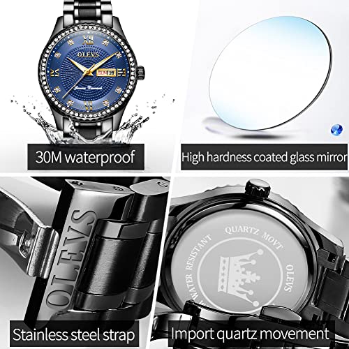 Golden Big Dial Quartz Analog Watch with Day Date Calendar and Stainless Steel Band F789398