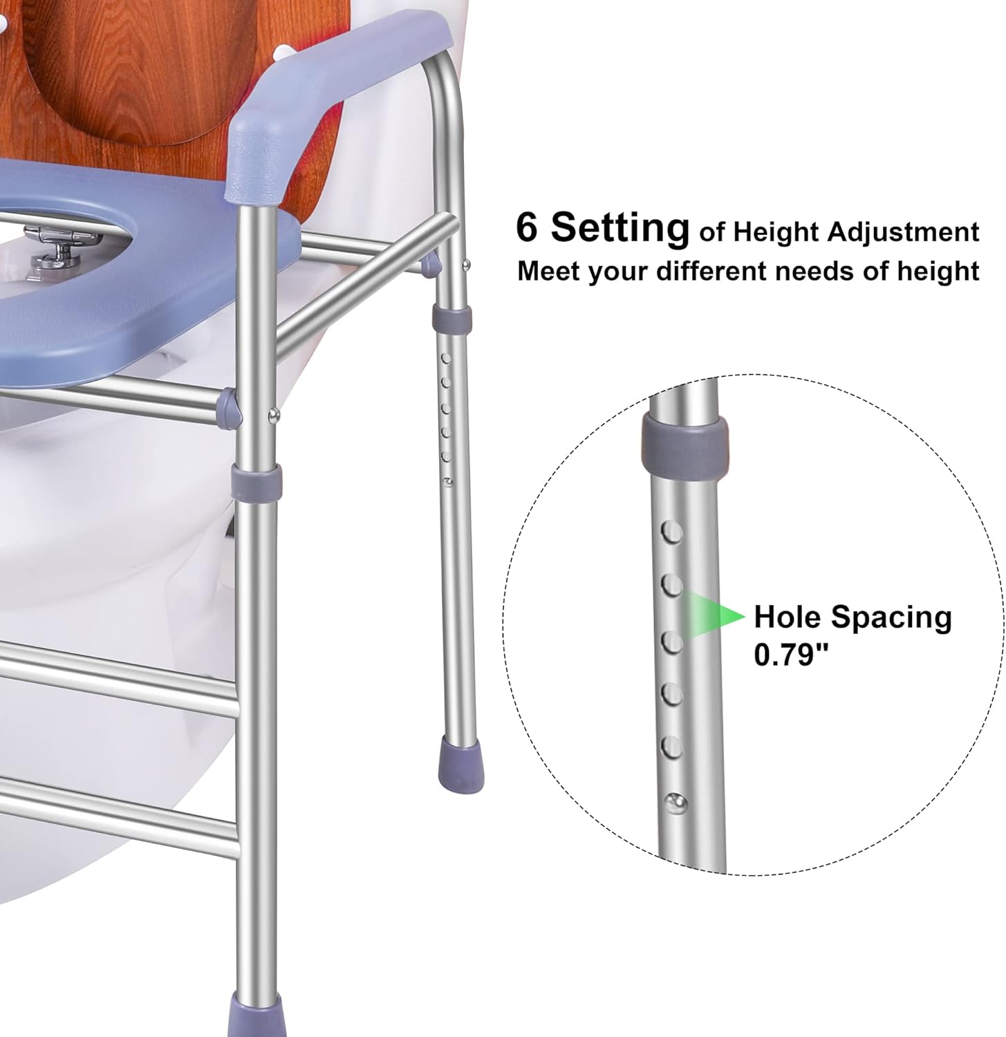 Raised Toilet Seat with Handles 400lbs, Adjustable Height R69221