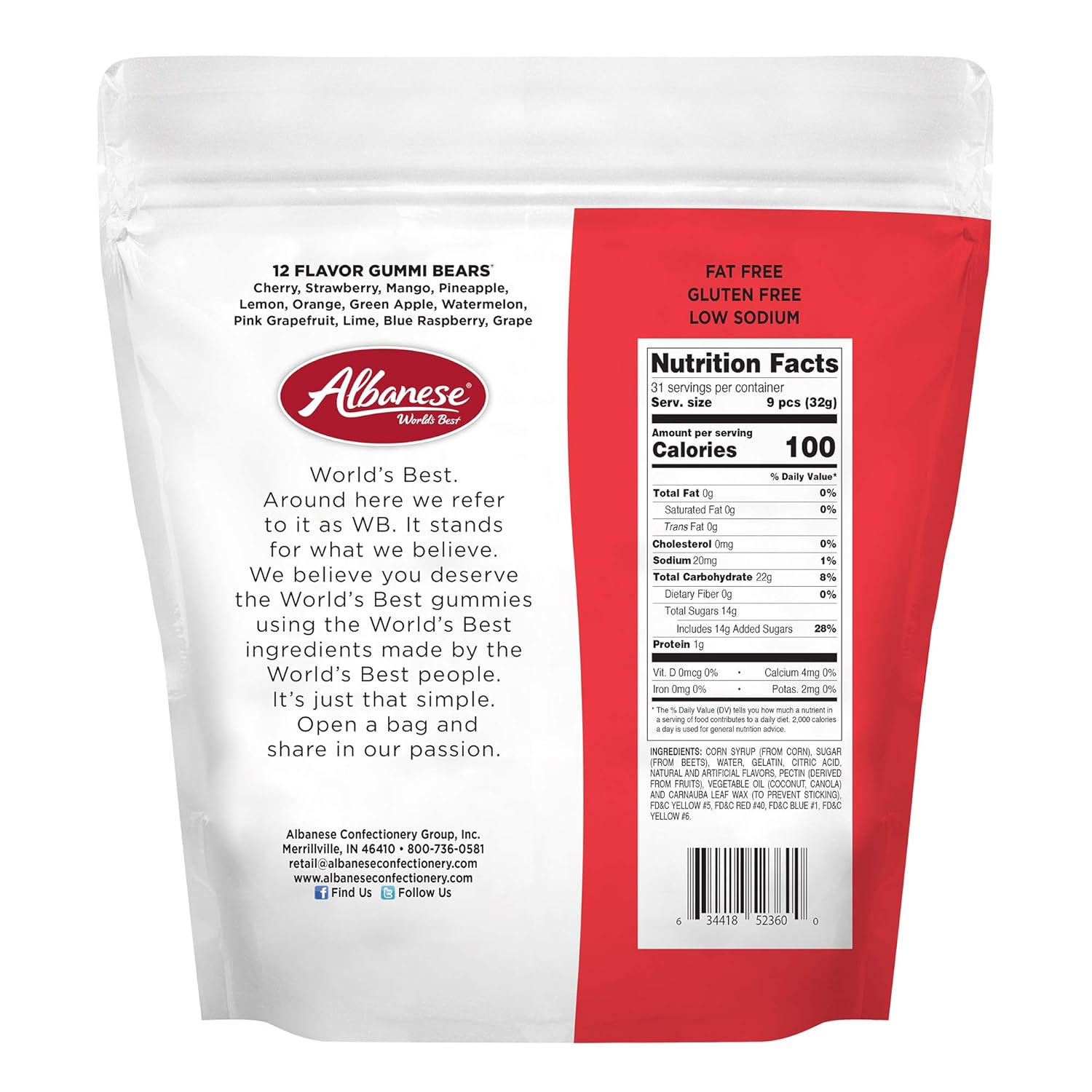 12 Flavor Gummi Bears, 36oz Bag of Candy M881901