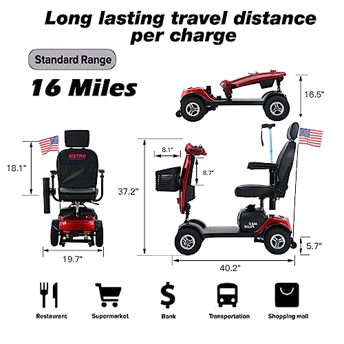 Red 4 Wheel Mobility Scooter D8449