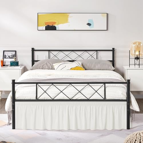 White Adjustable Elastic Wrap Around Bed Skirt 25" Drop B990