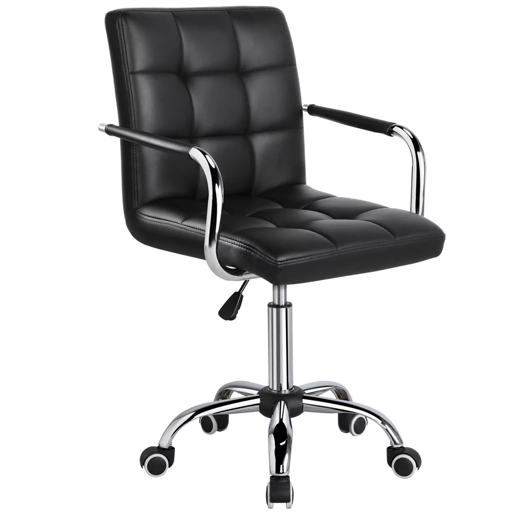 Black Faux Leather Swivel Office Chair with Wheels P2907