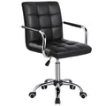 Black Faux Leather Swivel Office Chair with Wheels P2907