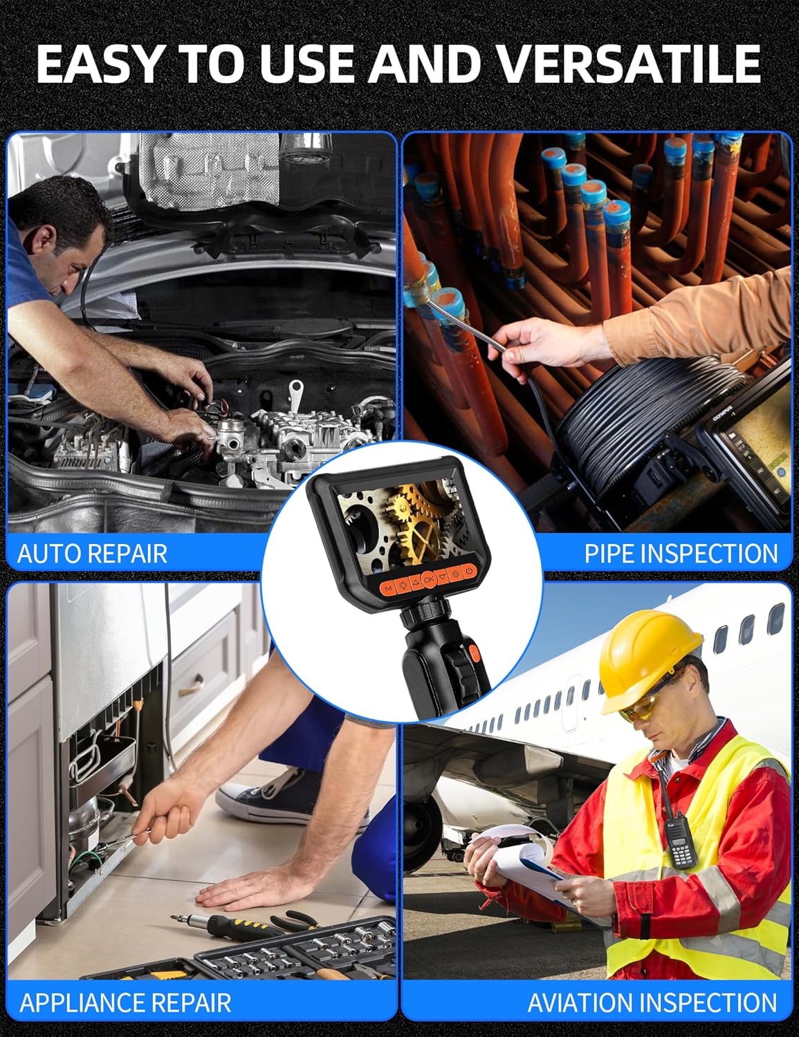 Endoscope Camera with Light, 5.0 ft Semi-Rigid Cable, 1080 HD C637