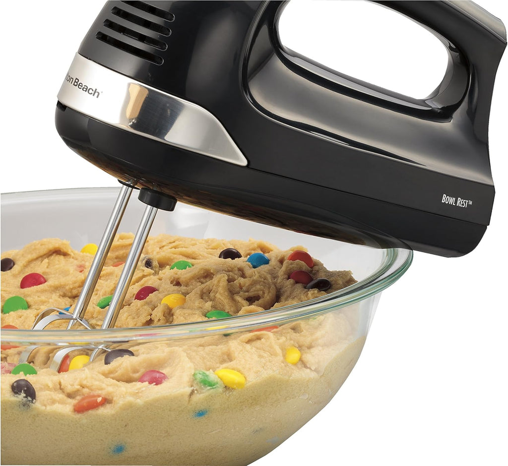 6-Speed Electric Hand Mixer with Storage Case, Beaters, Whisk and Bowl Rest, Black G710579