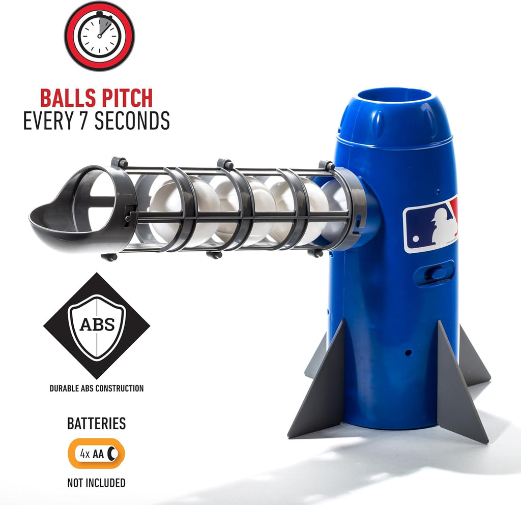 MLB Kids Pitching Machine with 5 Plastic Baseballs & Baseball Bat L3019