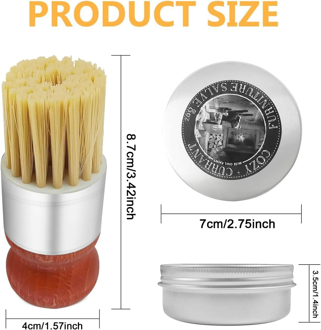 4oz Leather Recoloring Balm Wood Cleaner with Boar Bristle Brush Kit D796
