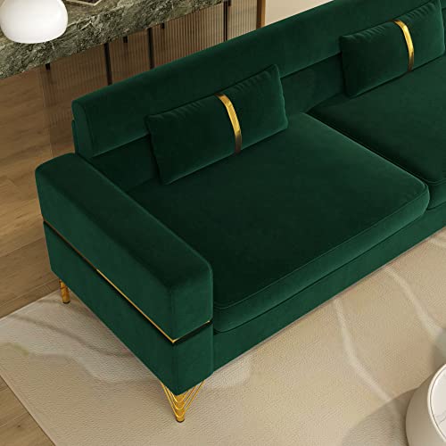 86" Velvet 3 Seater Oversized Sofa with 2 Pillows X936