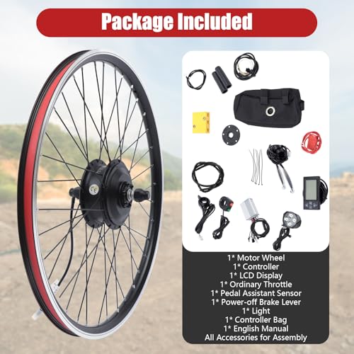 26" 350W 36V Front Wheel Electric Bike Conversion Kit with LCD Display O888