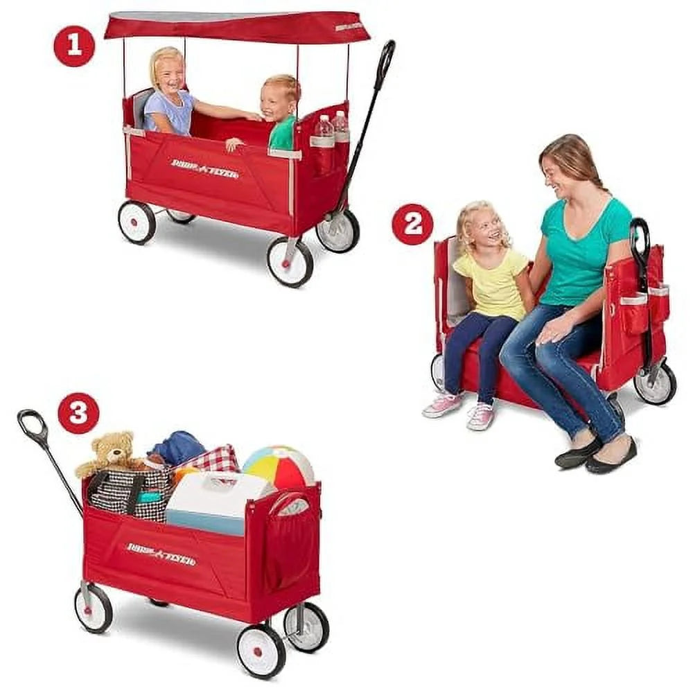 Red Folding Wagon with Canopy V57158