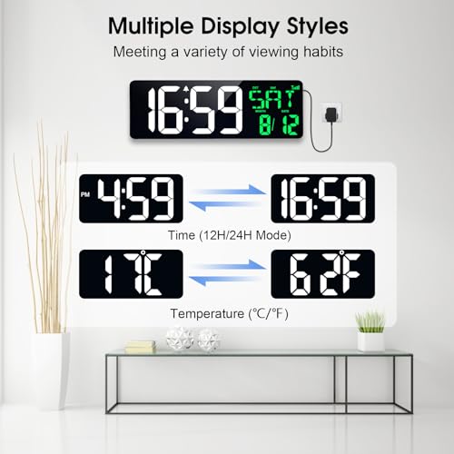 17 Inch Digital Wall Clock with Remote N3953