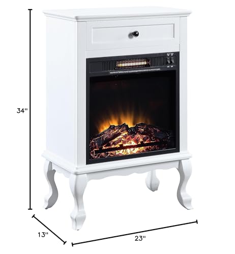 White Electric Fireplace with Mantel and Storage Drawer H868224