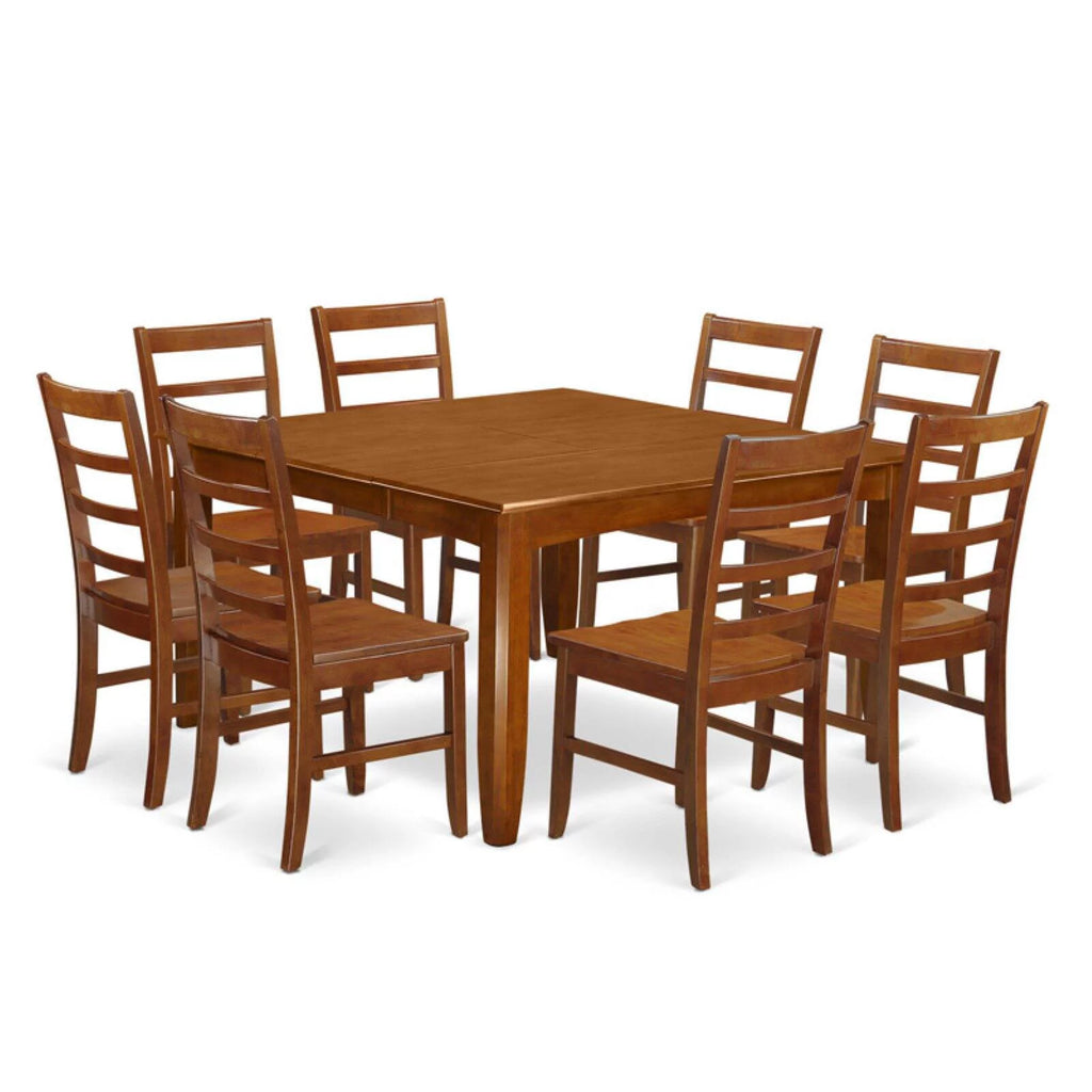 9 Pc Square Dining Table with Leaf and 8 Dining Chairs R998