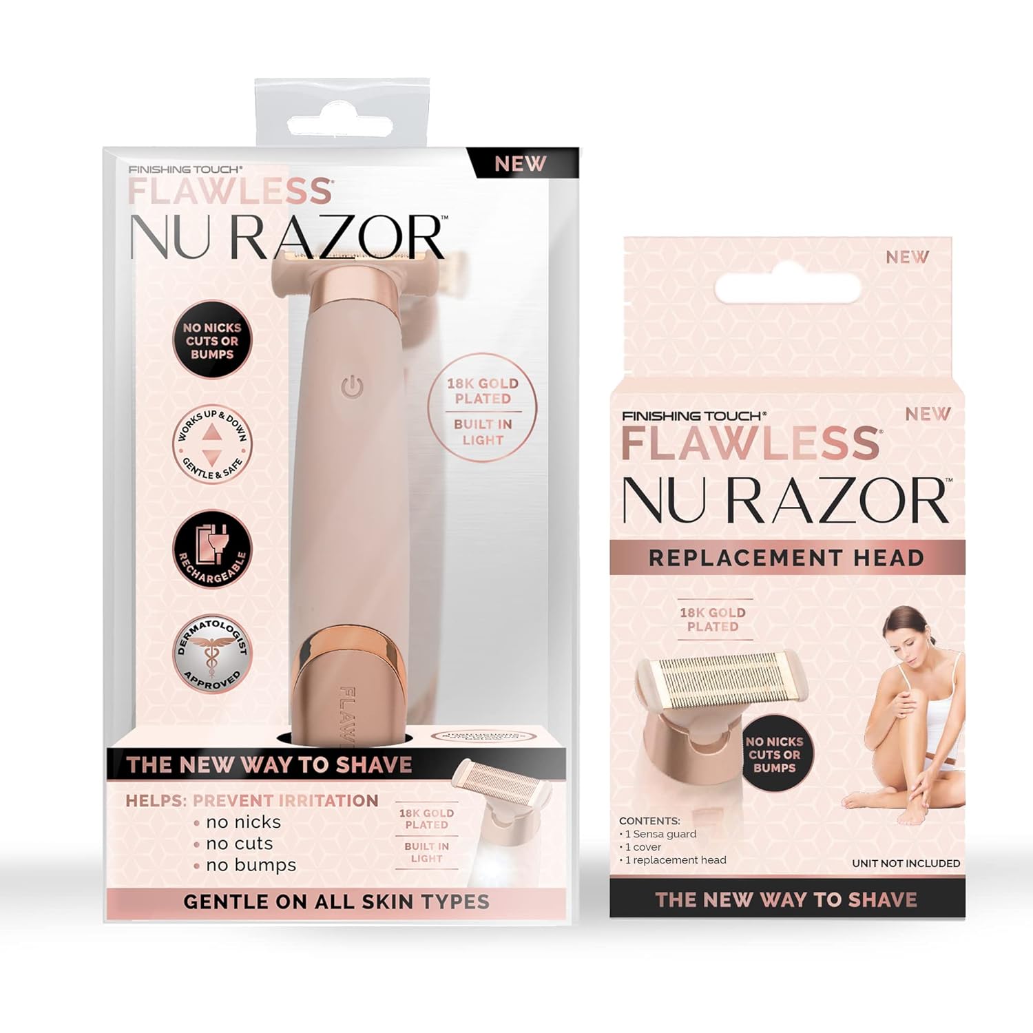 Portable Cordless Rechargeable Electric Razor with Replacement Blade, Rose Gold S404865