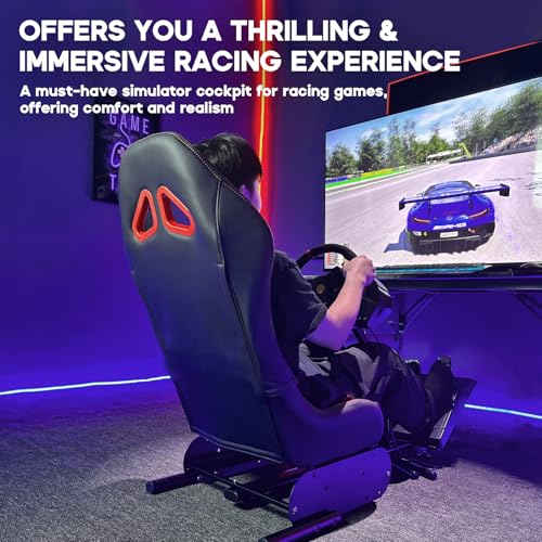 Racing Simulator Cockpit Steering Wheel Stand with Seat Gaming Chair N5496