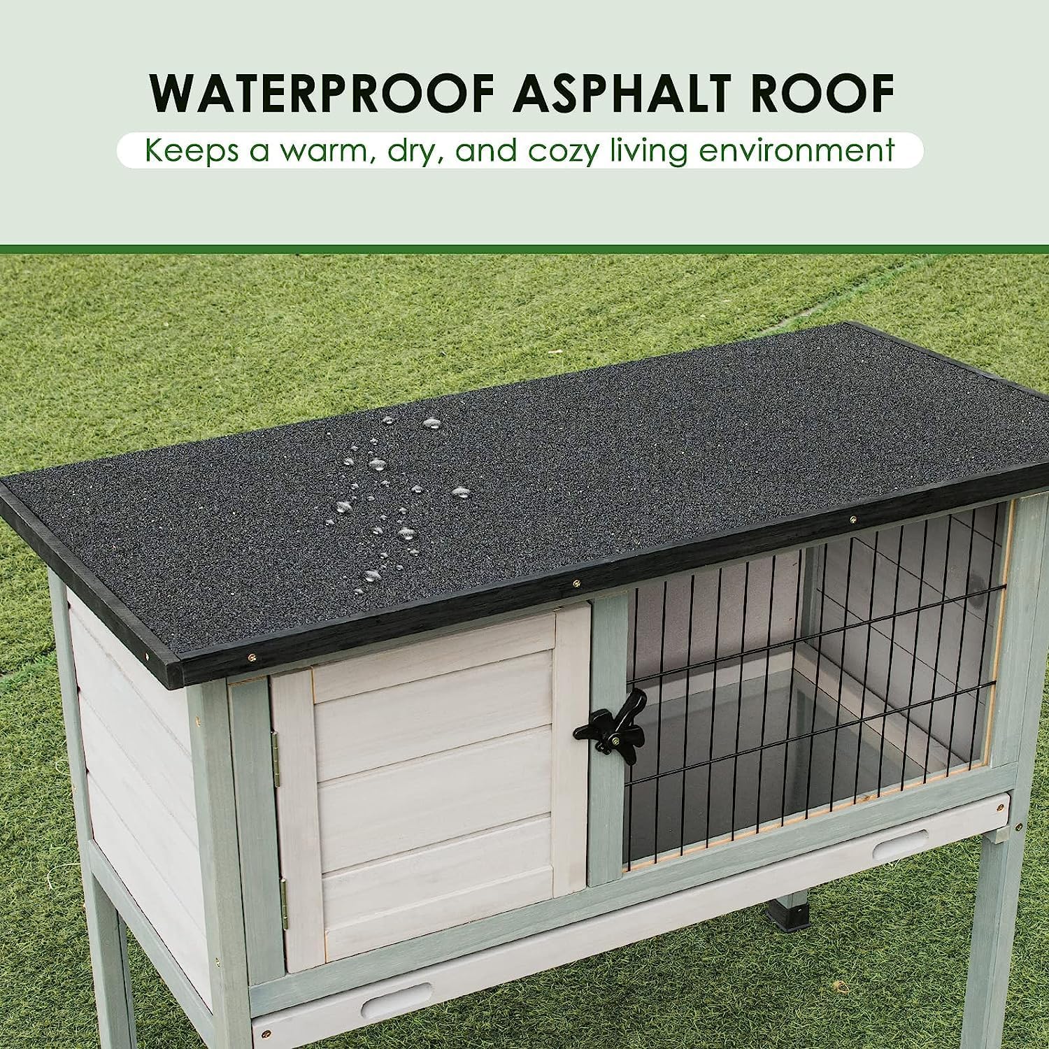Elevated Wooden Rabbit Hutch with Pull-Out Tray B790345