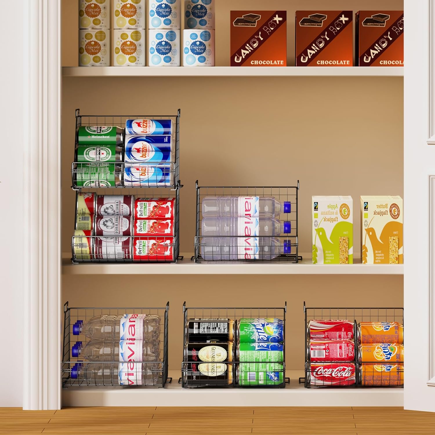 3 Tier Can Dispenser with 3 Divider, Wire Bins H4092