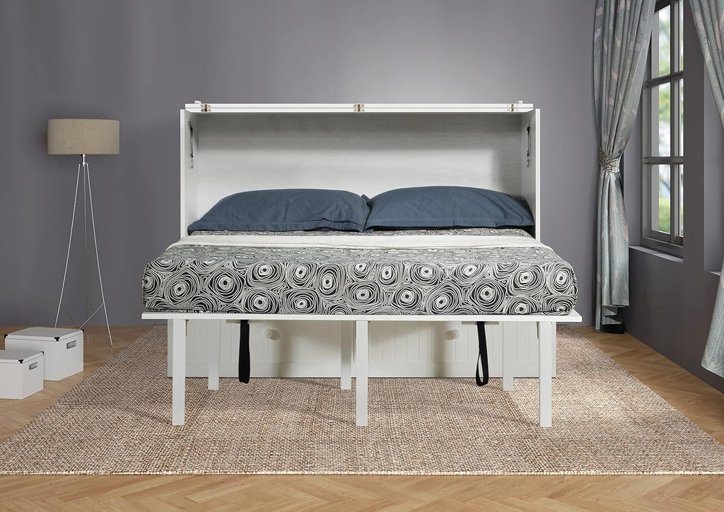 White Queen Murphy Cabinet Chest Bed with Charging Station 6 Inch H4763