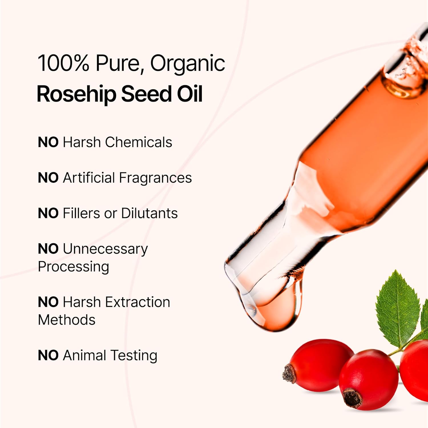 100% Pure Cold Pressed Unrefined Rosehip Seed Oil (60ml) O28119