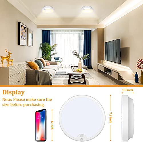 2-Pack Battery Operated Motion Sensor LED Ceiling Lights 3000K 400LM L3944
